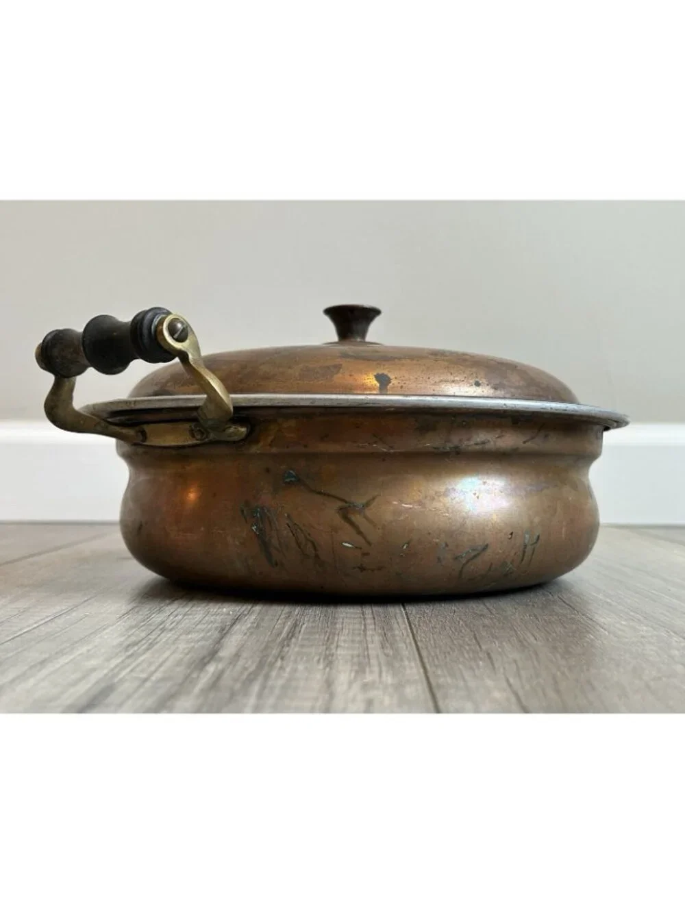 Vintage Manning Bowman Copper Pan Lid Handles Rustic Patina AS IS Cottagecore - Picture 15 of 16